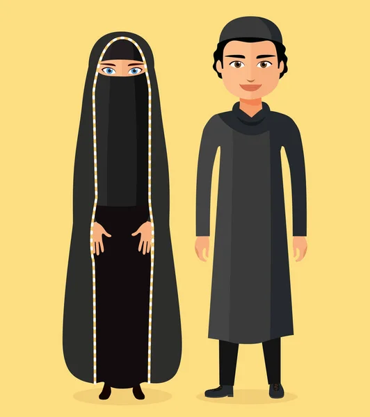 アラブのカップル。ベクトル フラット図 — ストックベクタ