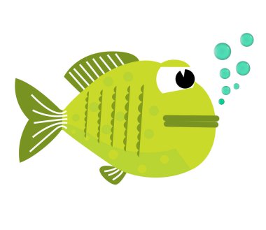 Balık kabarcıkları ile açıldı. Beyaz bir arka plan üzerinde balık. Vektör çizim. Beyaz bir arka plan üzerinde balık. Vektör çizim.