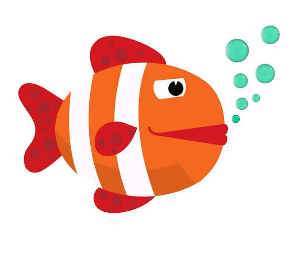 ปลาที่มีฟองอากาศ ปลาบนพื้นหลังสีขาว บิ๊กฟิช ภาพวาดเวกเตอร์ . — ภาพเวกเตอร์สต็อก
