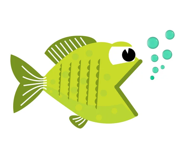 Рыбья пасть открылась пузырями. Рыба на белом фоне. Векторная иллюстрация. Рыба на белом фоне. Векторная миграция . — стоковый вектор