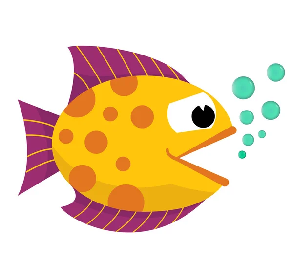 Boca de peixe aberta com bolhas. Peixe sobre um fundo branco. Ilustração vetorial . — Vetor de Stock