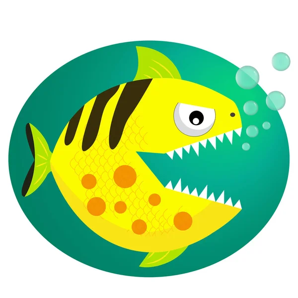 Vektor - veszélyes és magányos piranha. Óceán hal elszigetelt vektor — Stock Vector