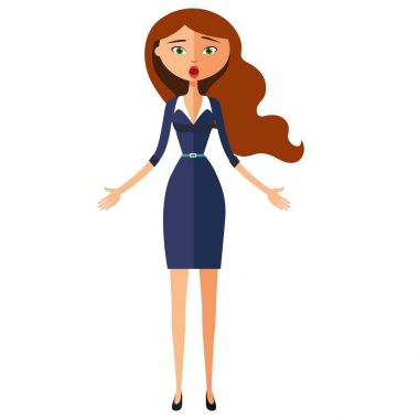 Surprised woman. Emotional girl Character flat cartoon vector illustration. clipart