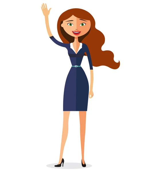 Business woman waving her hand. — Stock Vector