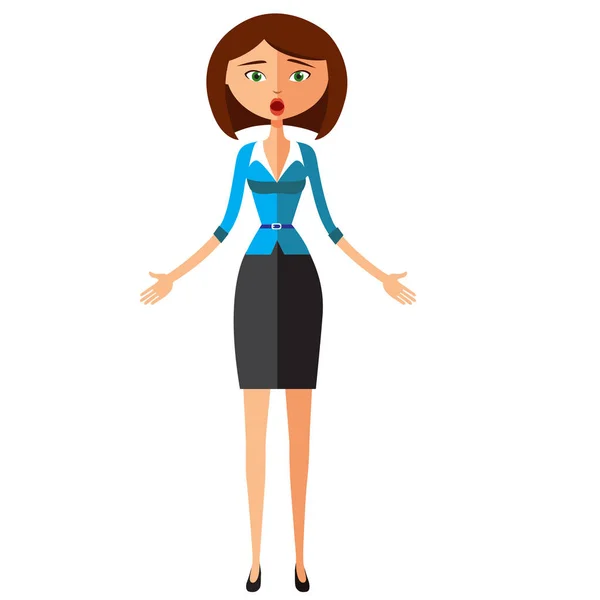 Surprised business woman. Emotional girl Character. Vector. — Stock Vector
