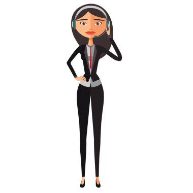 Destek telefon kadın operatör vektör gülümseyerek. Operatör