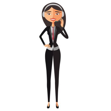Asyalı kadın müşteri hizmeti vektör çizim.