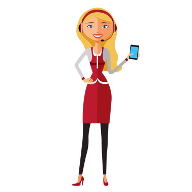 Vektör - telefon operatörü gülümseyen illüstrasyon