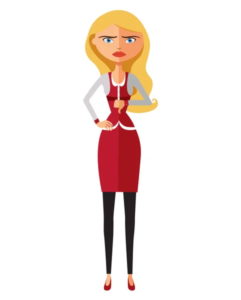 Vector - Personaje rubio decepcionado. Mujer de negocios aislada sobre fondo blanco — Archivo Imágenes Vectoriales