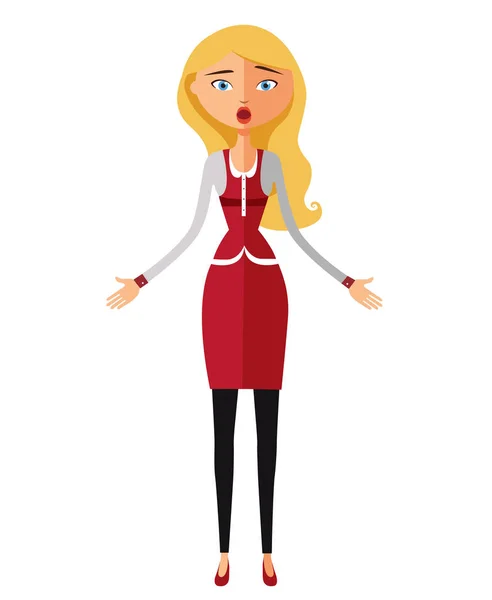 Vector - Surprised business woman flat cartoon — Stock Vector