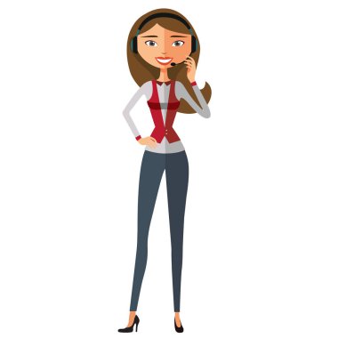 Müşteri Hizmetleri çağrı merkezi operatörü görev. Kadın müşteri hizmeti vektör çizim. Müşteri Hizmetleri çağrı merkezi operatörü görev. Kadın müşteri hizmeti vektör çizim.