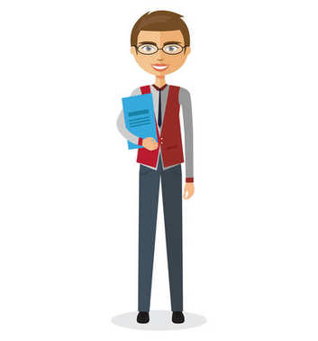 Bankacı ile gözlük ve Evrak Çantası'nı vektör düz çizgi film illüstrasyon.