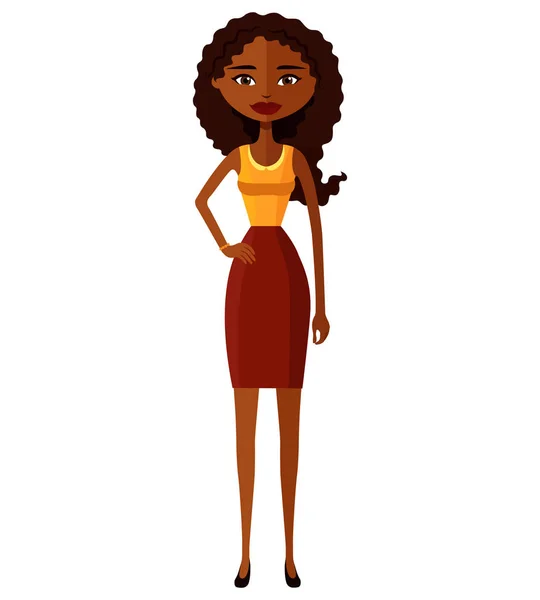 Cute African American business girl. Focused African business woman — Stock Vector