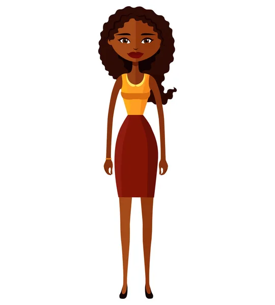 Χαριτωμένο αφρικανική αμερικανική επιχείρηση κορίτσι. Εστιασμένη αφρικανικών επιχειρήσεων γυναίκα — Διανυσματικό Αρχείο