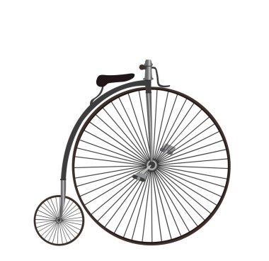 Penny-Farthing veya yüksek tekerlekli bisiklet Isolated beyaz arka plan üzerinde. Vektör çizim