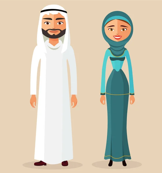 Caracterul arab. Cuplu arab tradiţional. Ilustrație plană vectorială - Ilustrație — Vector de stoc