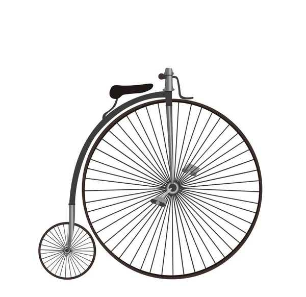 Höghjuling eller höga hjul cykel isolerade på vit bakgrund. Vektorillustration — Stock vektor