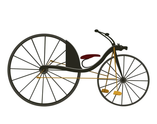 Eerste retro fiets 1839 geïsoleerd op een witte achtergrond. Vectorillustratie — Stockvector