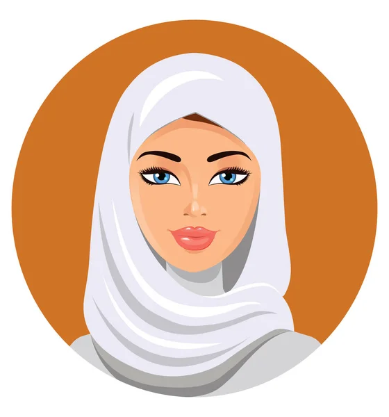 Beautiful muslim woman in white hijab vector illustration — Stock Vector