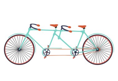 Beyaz arka plan üzerinde düz iki kişilik bisiklet illüstrasyon. Bisiklet. Şık bisiklet. Vektör.
