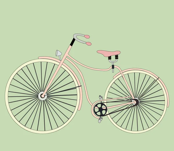복고풍 벡터 여성 자전거입니다. 빈티지 자전거 흰색 뒷면에 고립 — 스톡 벡터