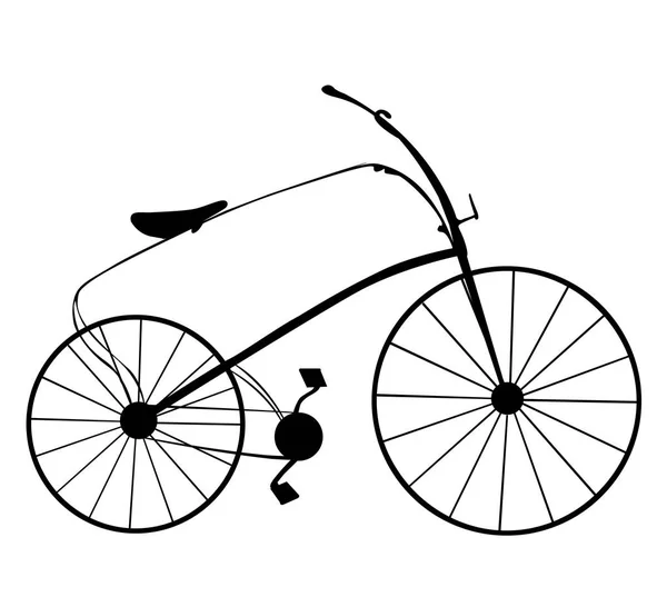 ビクトリア朝のレトロな自転車のシルエットが白い背景で隔離。ベクトル図 — ストックベクタ