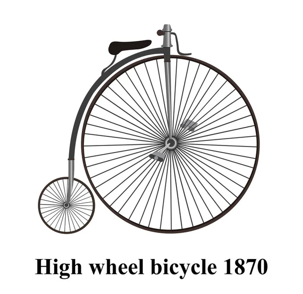 Penny-Farthing lub wysokie koła rowerów izolowany na białym tle. Ilustracja wektorowa — Wektor stockowy