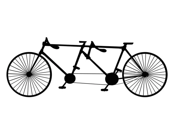 Vintage silhouet tandem fiets pictogram geïsoleerd op een witte achtergrond. Vectorillustratie — Stockvector