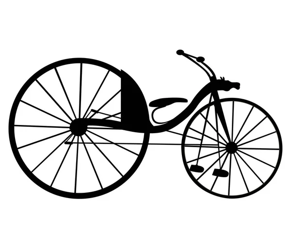 Victoriaanse oude retro fiets silhouet geïsoleerd op een witte achtergrond. Vectorillustratie — Stockvector