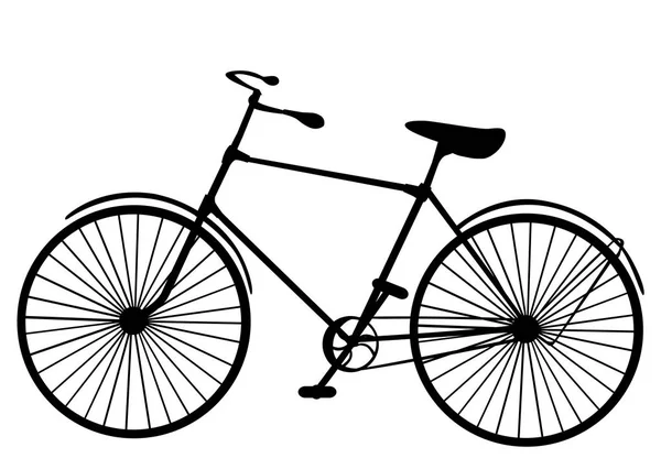 Retro oude Victoriaanse fiets silhouet geïsoleerd op een witte achtergrond. Vectorillustratie — Stockvector