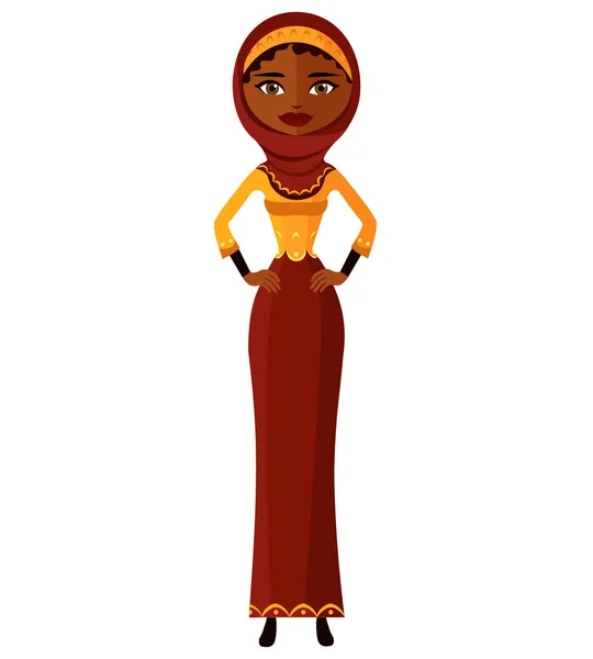 Focado Africano árabe muçulmano mulher de negócios plana desenho animado vetor ilustração isolado no branco — Vetor de Stock