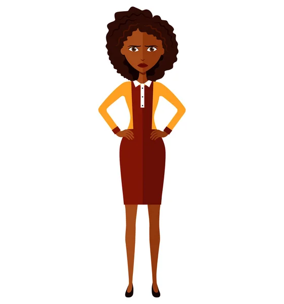 Afrikanisch-amerikanische besorgte Frau. Wütende Geschäftsfrau. Managerin — Stockvektor