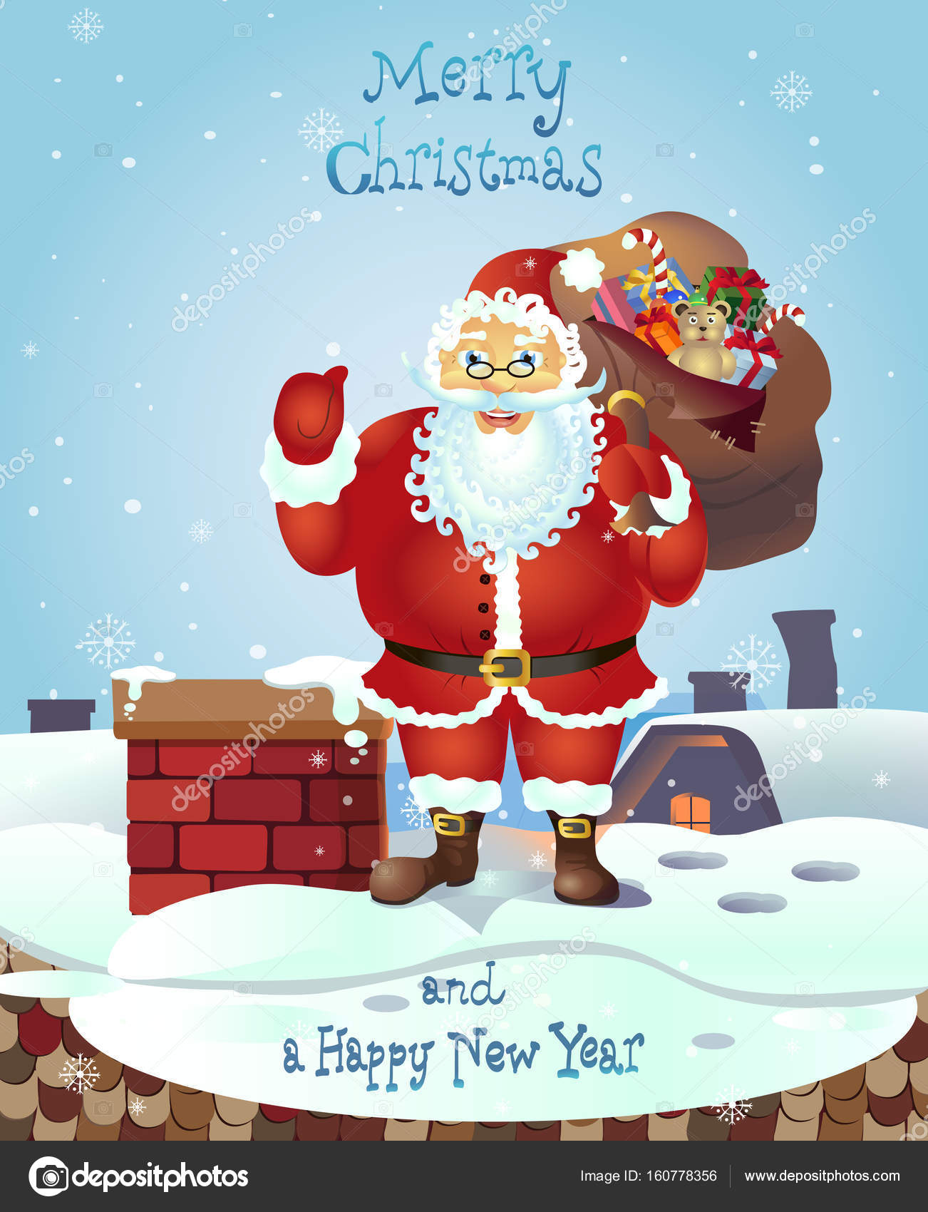 Cartoon Santa Claus Show Vector Christmas New Year Illustration