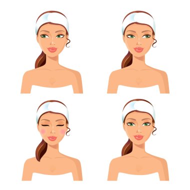Kadınlar yüz spa konsept vektör ayarla