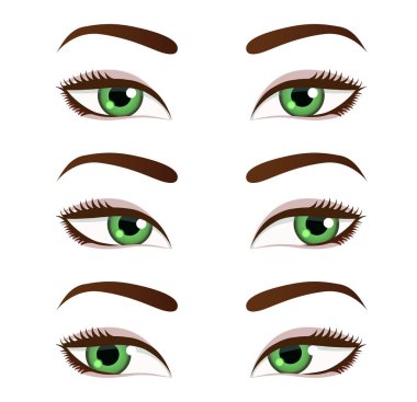 Yeşil kadın gözleri vektör illüstrasyon kavramı ayarla