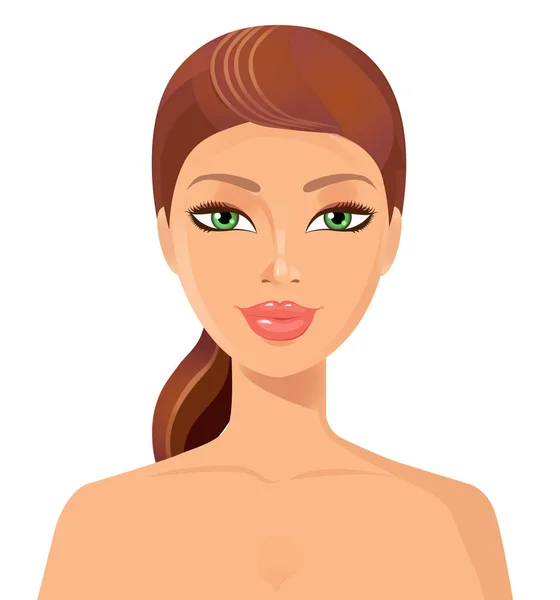 Hermosa cara de mujer aislado un vector blanco — Vector de stock