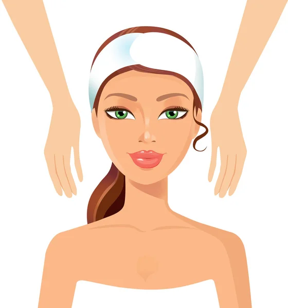 Rahatlatıcı sağlık masaj spa salon yüz vücut, genç ve güzel kadın