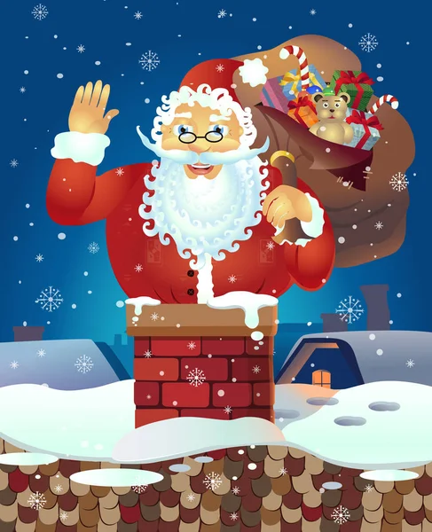 Noël Père Noël Dessin Animé Agitant Son Personnage Dessin Animé — Image vectorielle