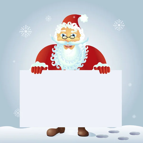 Père Noël Debout Avec Bannière Noël Illustration Isolée Sur Blanc — Image vectorielle