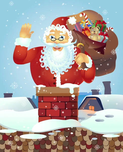 Santa Claus Cartoon Waving Her Hand Cartoon Character Isolated White — Stock Vector