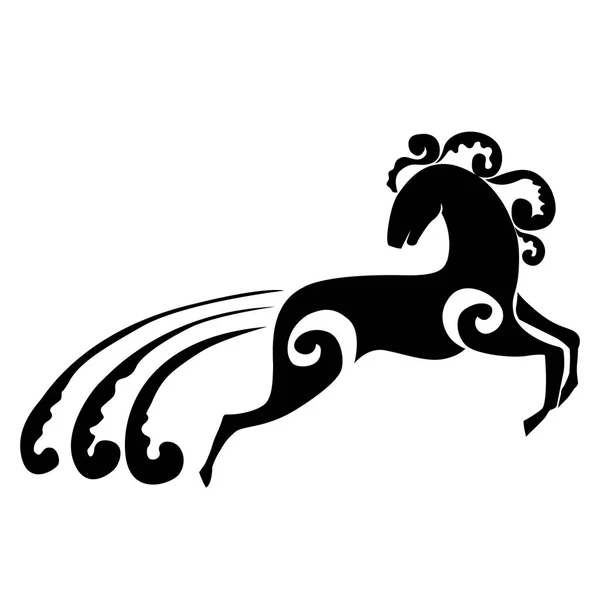 Running horse black icon silhouette. Vector illustration — Stock Vector