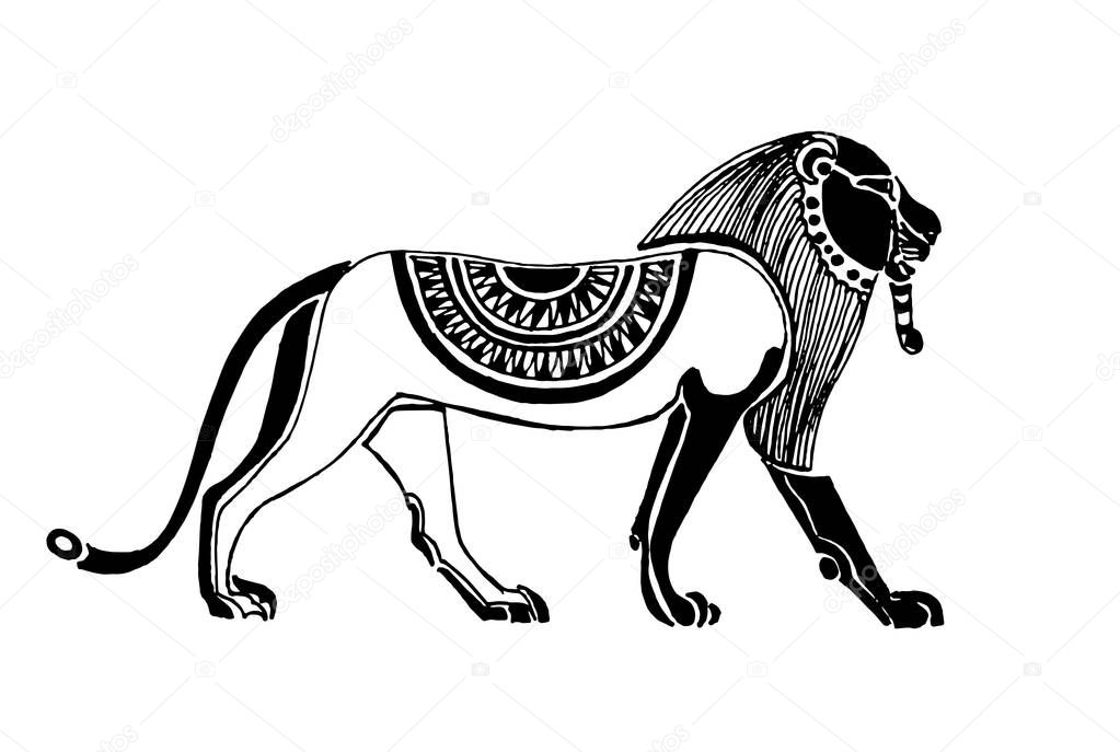Vector - lion egyptian beautiful . Decorative lion ector illustration