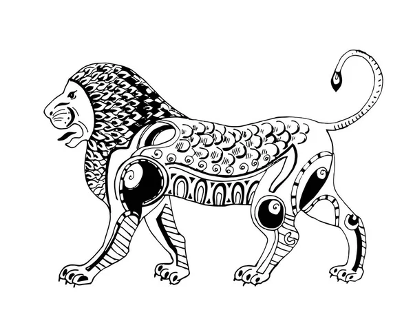 Декоративный декоративный винтажный лев, выделенный на белом фоне вектора — стоковый вектор