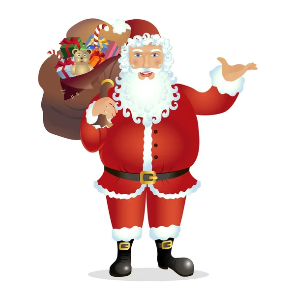 Caricature Santa Claus présenter quelque chose illustration vectorielle - isolé — Image vectorielle