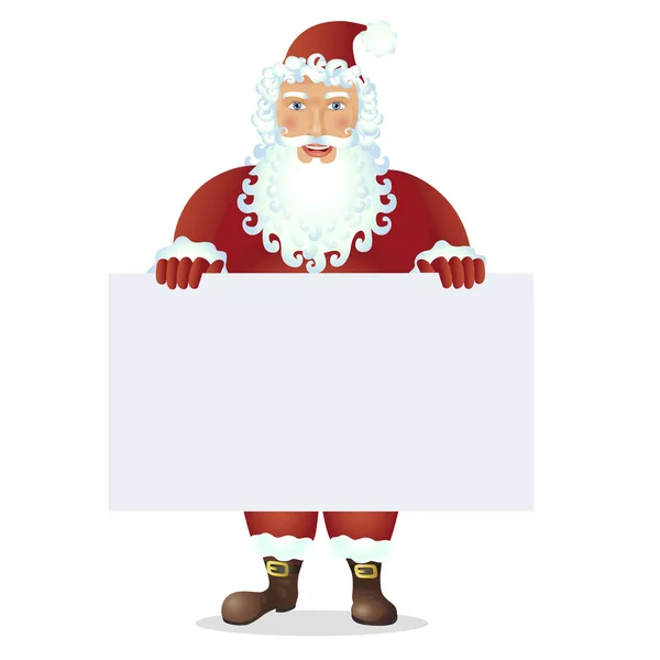 Père Noël debout avec bannière de Noël - Illustration isolée — Image vectorielle