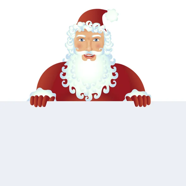 Père Noël debout avec bannière de Noël - Illustration isolée sur blanc — Image vectorielle