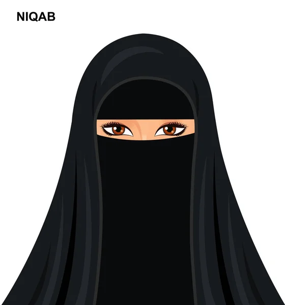 Vektor - schwarzer Niqab-Stil, schöne arabische Muslimin — Stockvektor