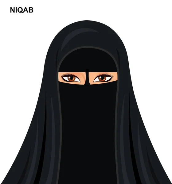 Vector - black niqab style, beautiful arabic muslim woman — Stock Vector