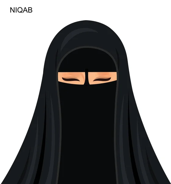 Вектор - черный никаб стиль, красивая арабская мусульманка — стоковый вектор