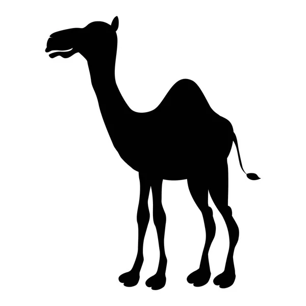 Vektor - kreslený silueta velbloudí ikonu roztomilý funny velbloudí stojící ilustrace — Stockový vektor